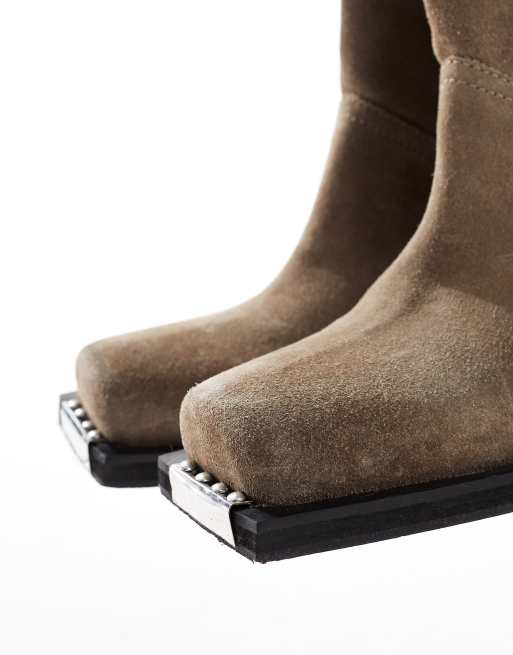 ASOS DESIGN - Celia - Suède Westernlaarzen zonder sluiting in taupe, 4 van 4