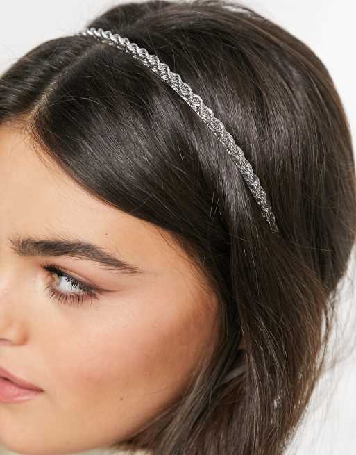 ASOS DESIGN - Cerchietto con catena intrecciata, colore argento