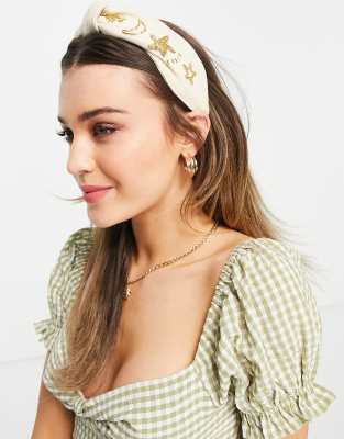 ASOS DESIGN - Cerchietto con design a luna e stelle, colore beige