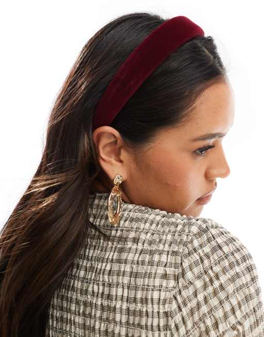 ASOS DESIGN - Cerchietto imbottito bordeaux con dettaglio in velluto