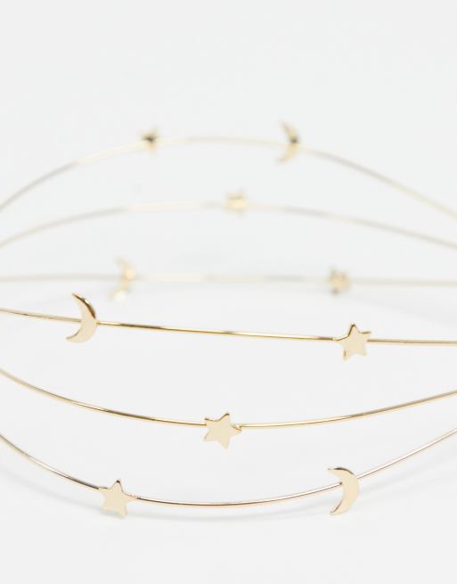 ASOS DESIGN - Cerchietto oro con design a luna e stella, 3 di 4
