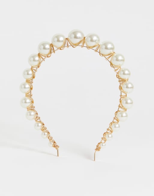ASOS DESIGN - Cerchietto oro con perle sfumate, 2 di 4