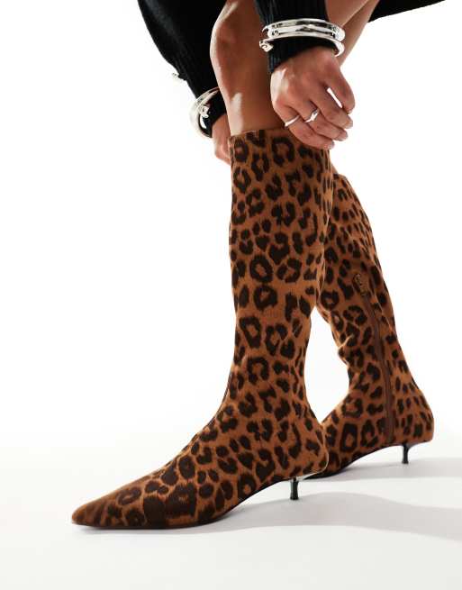 Kitten heel leopard boots best sale