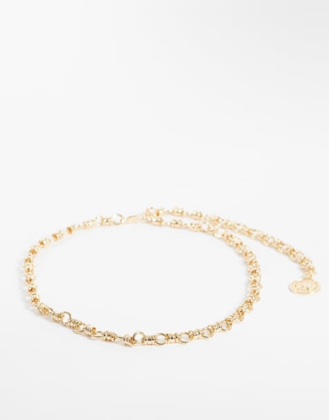 ASOS DESIGN chain belt with coin detail in gold - view 1