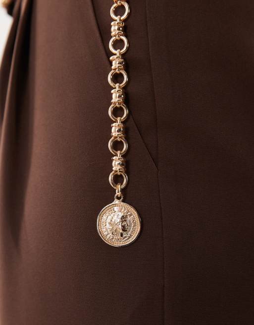 ASOS DESIGN chain belt with coin details in gold tone, 2 of 3
