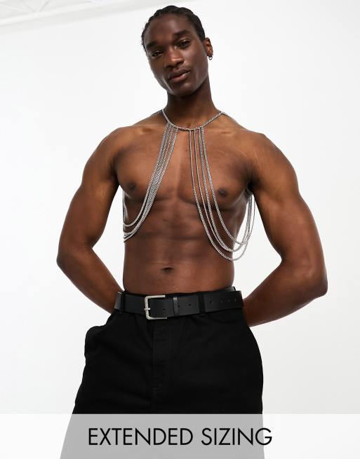 ASOS DESIGN chain body harness in silver tone