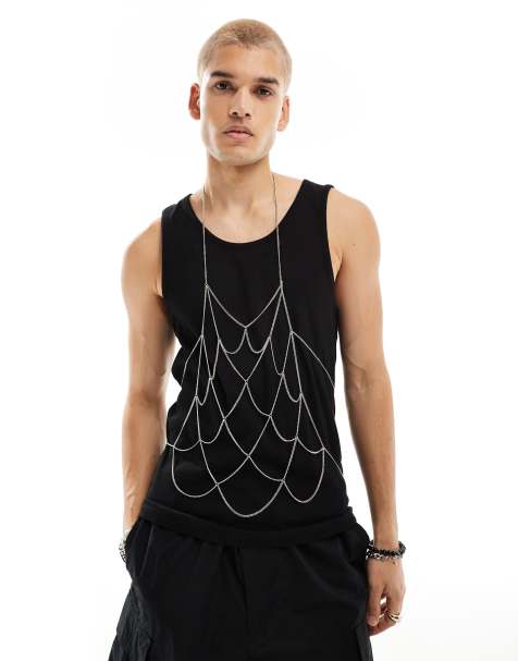 ASOS DESIGN chain body harness top in silver tone - view 1