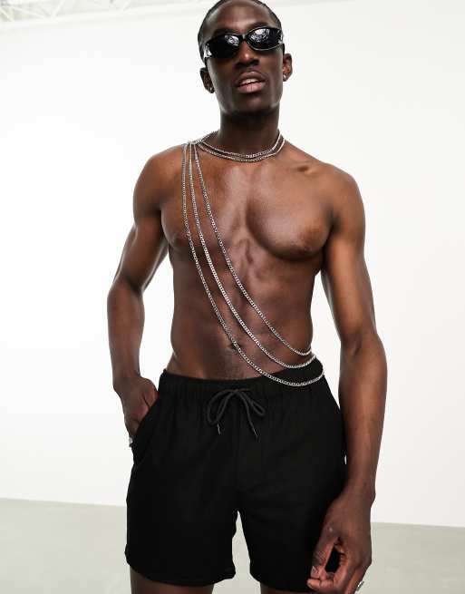 ASOS Design Chest Harness with Hanging Chains in Black