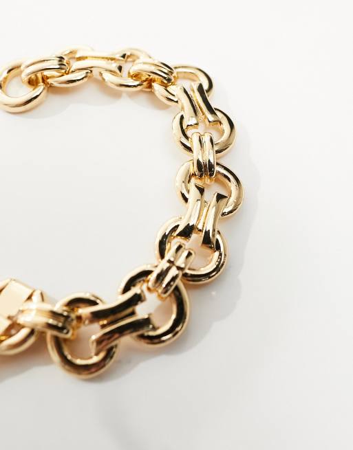 ASOS DESIGN chain bracelet with circular chain detail in gold tone