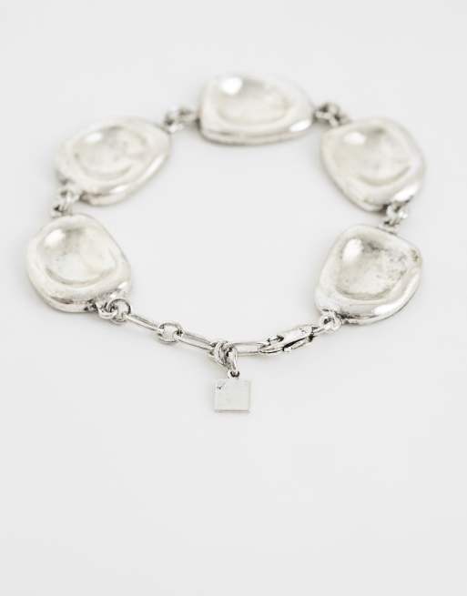 ASOS DESIGN chain bracelet with disc detail in brushed silver tone, 3 of 3