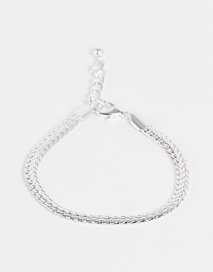 ASOS DESIGN chain bracelet with flat links in real silver plate