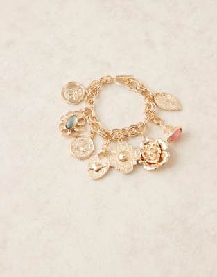 ASOS DESIGN chain bracelet with mixed charms in gold tone - view 1