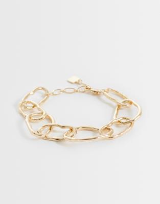 Asos Design Chain Bracelet With Molten Links In Gold