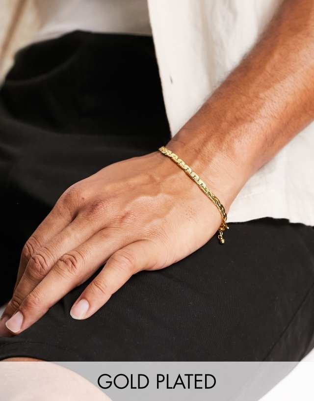 ASOS DESIGN chain bracelet with texture in 14k gold plate