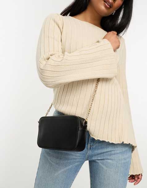 Stitch Detail Crossbody Bag - Pale Gold Metallic