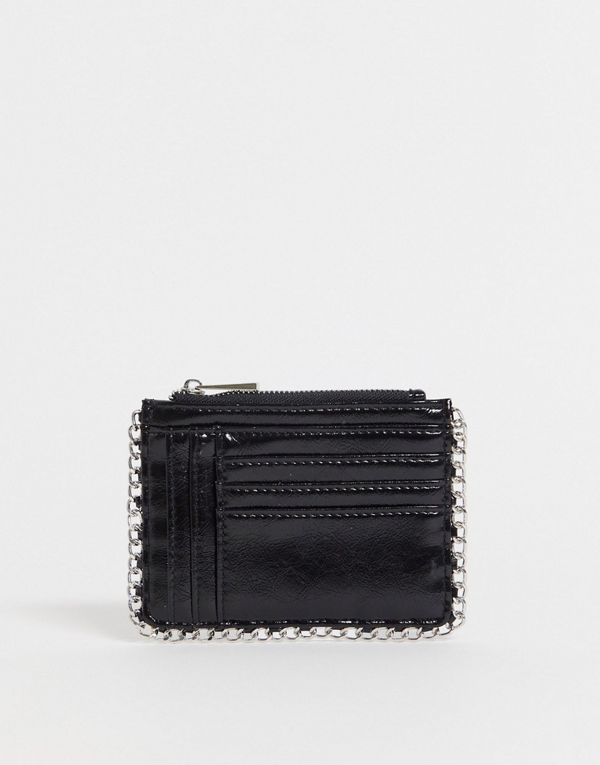 ASOS DESIGN chain edge purse with cardholder-Black