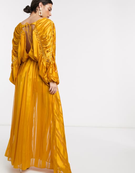 Asos yellow long store dress