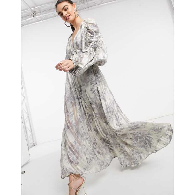 satin chain print dress Women's Satin Chain Print Cap Sleeve Calf-length Dress (Multicolor)