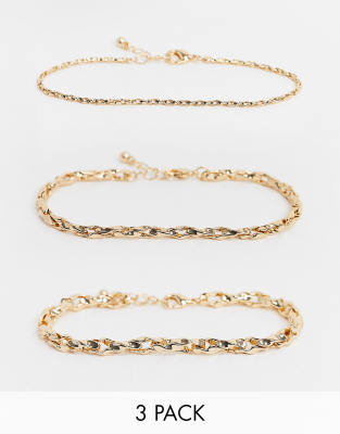ASOS DESIGN  Flerpack guldfärgade armband Guld