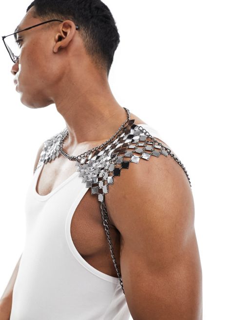 ASOS DESIGN body harness with cowl neck in chainmail design