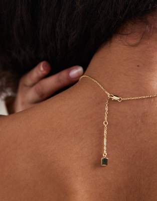 Asos Design Chain Necklace With Cubic Zirconia Clover Pendant In Green