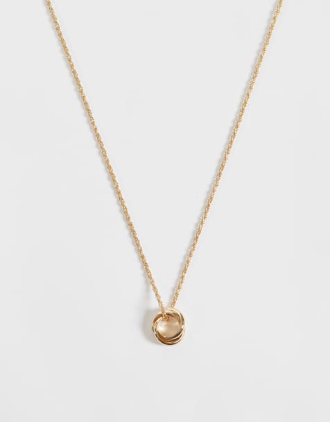 ASOS DESIGN chain necklace with knot detail pendant in gold tone - view 1