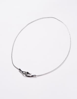 Asos Design Chain Necklace With Molten Link Closure In Silver