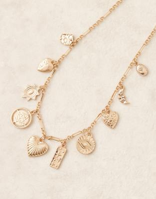Asos Design Chain Necklace With Small Charms In Gold