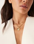 [ASOS DESIGN] ASOS DESIGN chain necklace with t-bar heart pendant in gold tone No Size GOLD