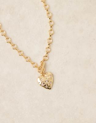 Asos Design Chain Necklace With T-bar Heart Pendant In Gold