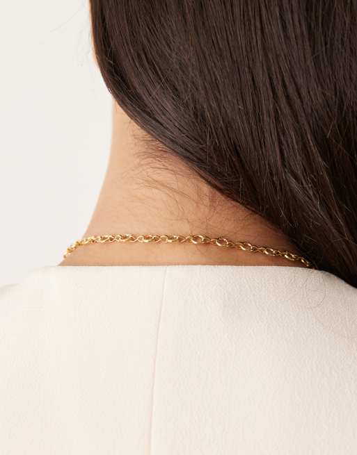 ASOS DESIGN chain necklace with t-bar heart pendant in gold tone, 3 of 3