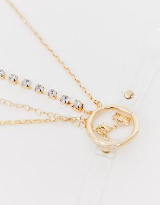 Cristaux Court Collier DesignChaîne De Avec Rang Et Transparent Asos Corps HYeW2ED9I