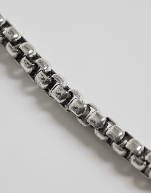 ASOS DESIGN chaîne de jean à maillons carrés chunky en argent vieilli, 2 de 3