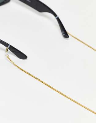 ASOS DESIGN - Chaîne de lunettes de soleil à maillons gourmette en acier inoxydable imperméable - Doré