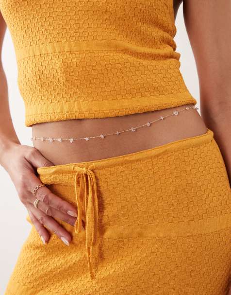 ASOS DESIGN - Chaîne de ventre avec éclats de pierres multicolores - Doré - view 1