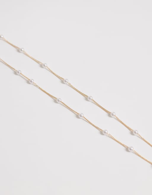 ASOS DESIGN - Chaîne pour lunettes de soleil à perles fantaisie - Doré, 2 de 3