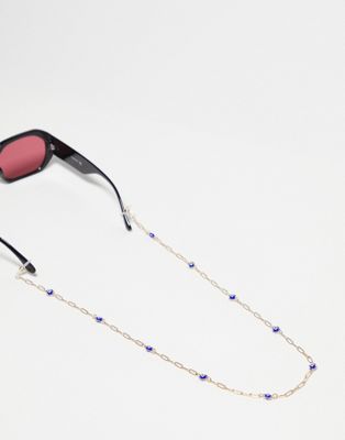 ASOS DESIGN sunglasses chain with eye detail in gold tone - ASOS Price Checker