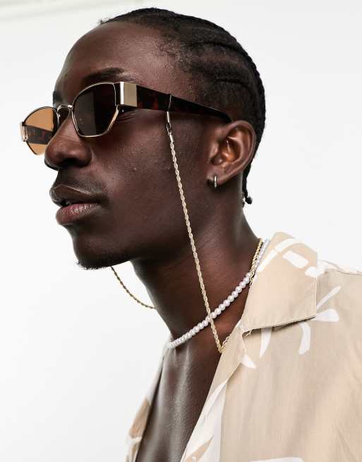 ASOS DESIGN Chaine pour lunettes de soleil en corde Dore