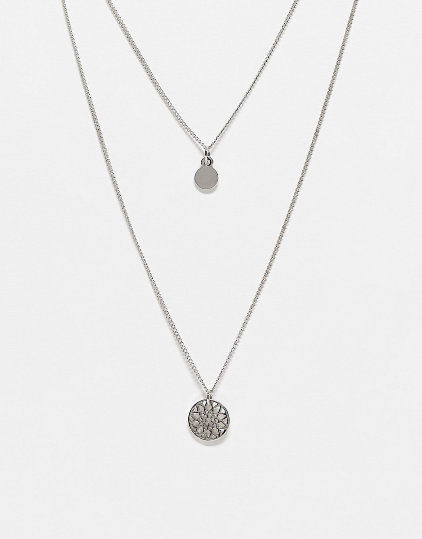 ASOS DESIGN chakra multirow necklace in silver tone