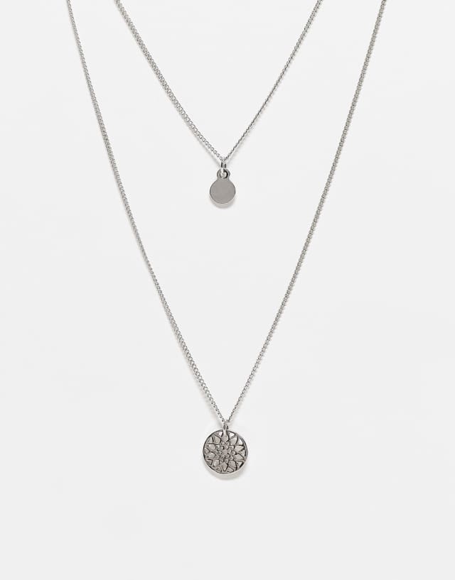 ASOS DESIGN chakra multirow necklace in silver tone