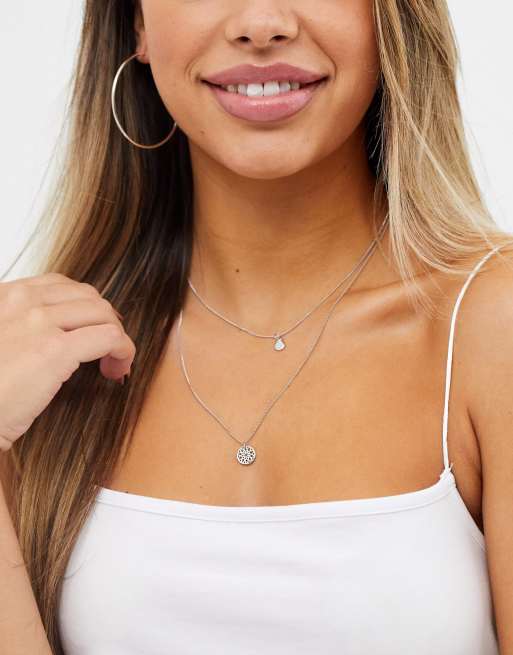 ASOS DESIGN – Chakra – Silverfärgat halsband i flera rader, 3 av 4