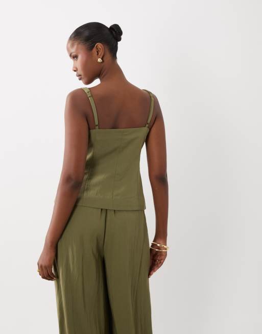 ASOS DESIGN - Chaleco de sastre verde salvia con cuello ancho, 3 de 4