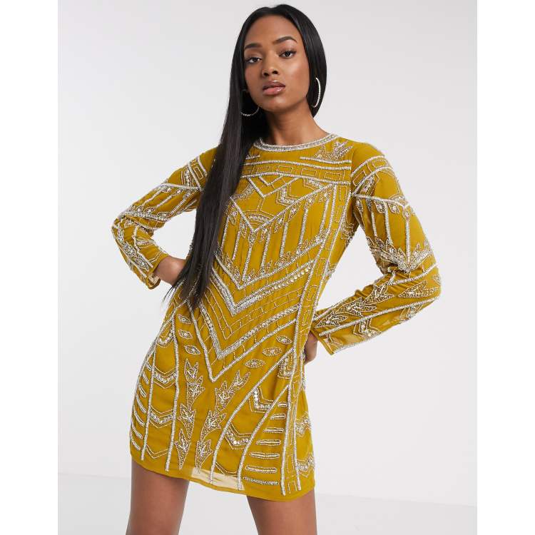 ASOS DESIGN chandelier embellished mini shift dress | ASOS