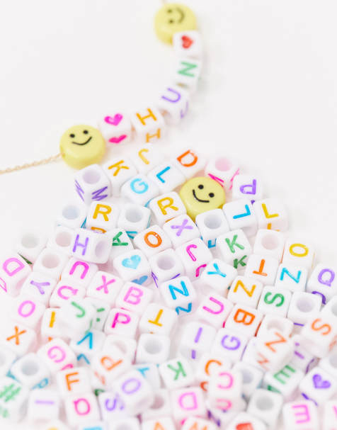 ASOS DESIGN changeable jewellery kit with alphabet beads necklace and bracelet in gold tone