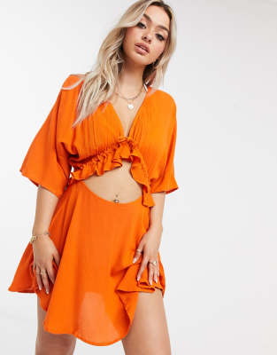 asos burnt orange satin dress