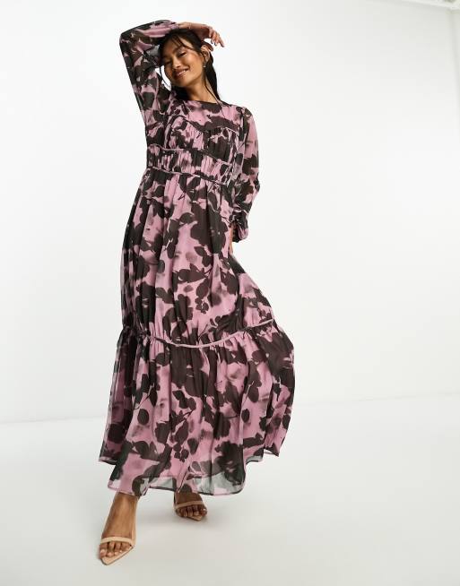 Black maxi dress 2024 with pink flowers