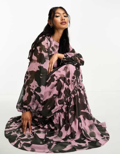purple and black maxi dress Dusk's Garden Maxi Dress
