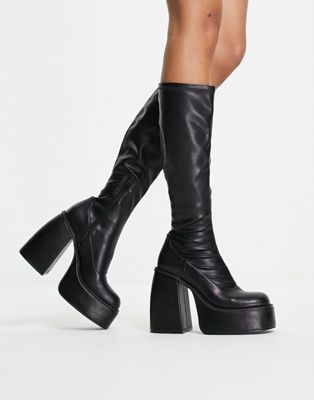 ASOS DESIGN Chaos chunky platform knee boots in black | ASOS