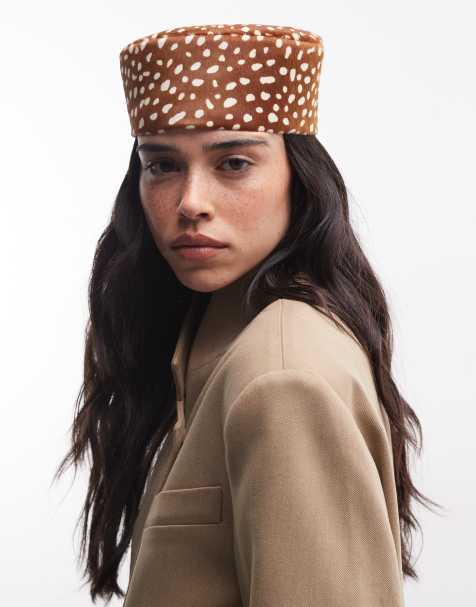ASOS DESIGN - Chapeau bibi en cuir à imprimé daim - view 1