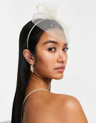 ASOS DESIGN occasion sequin bow fascinator headband in ivory - ASOS Price Checker